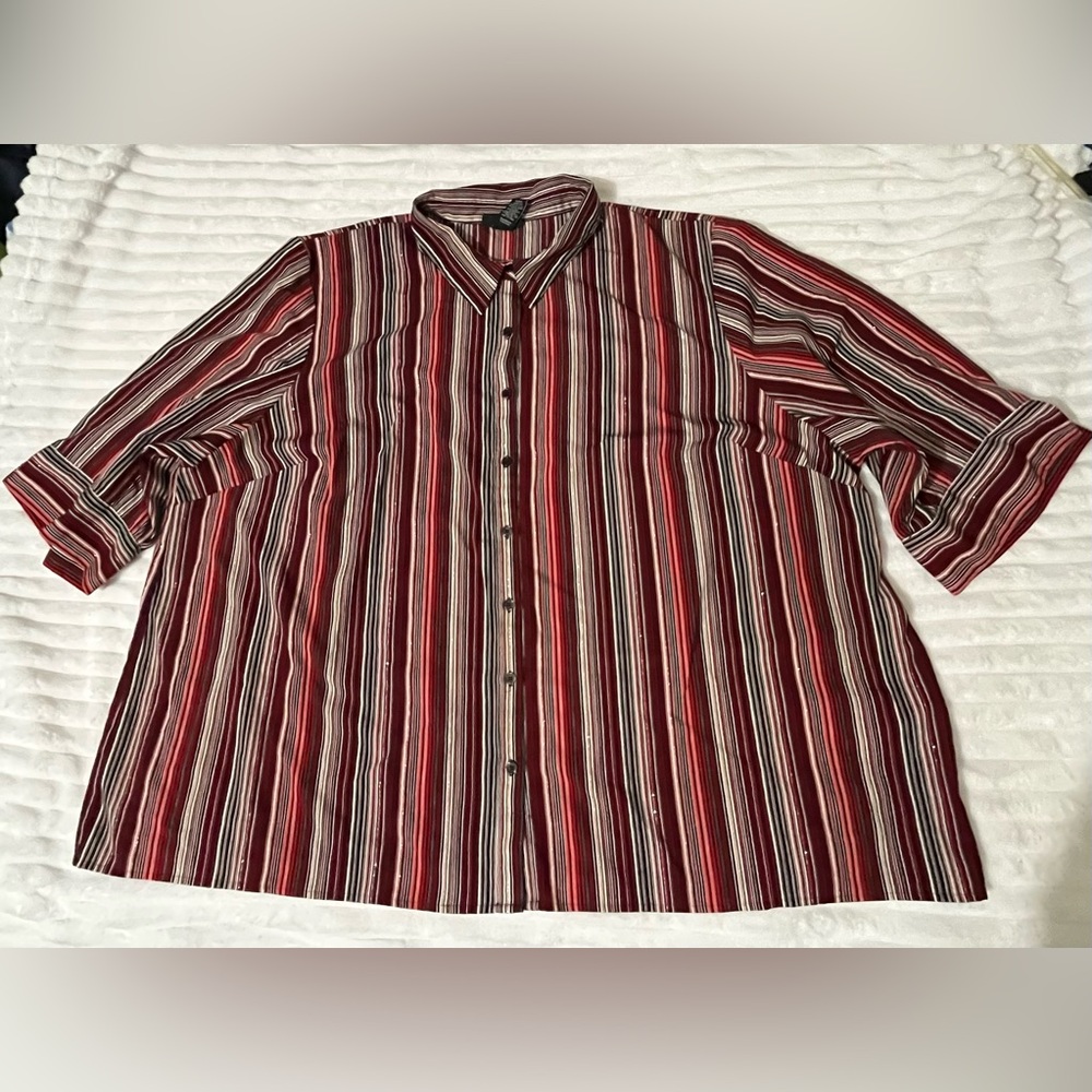 Maggie Barnes Red and Black Striped Blouse